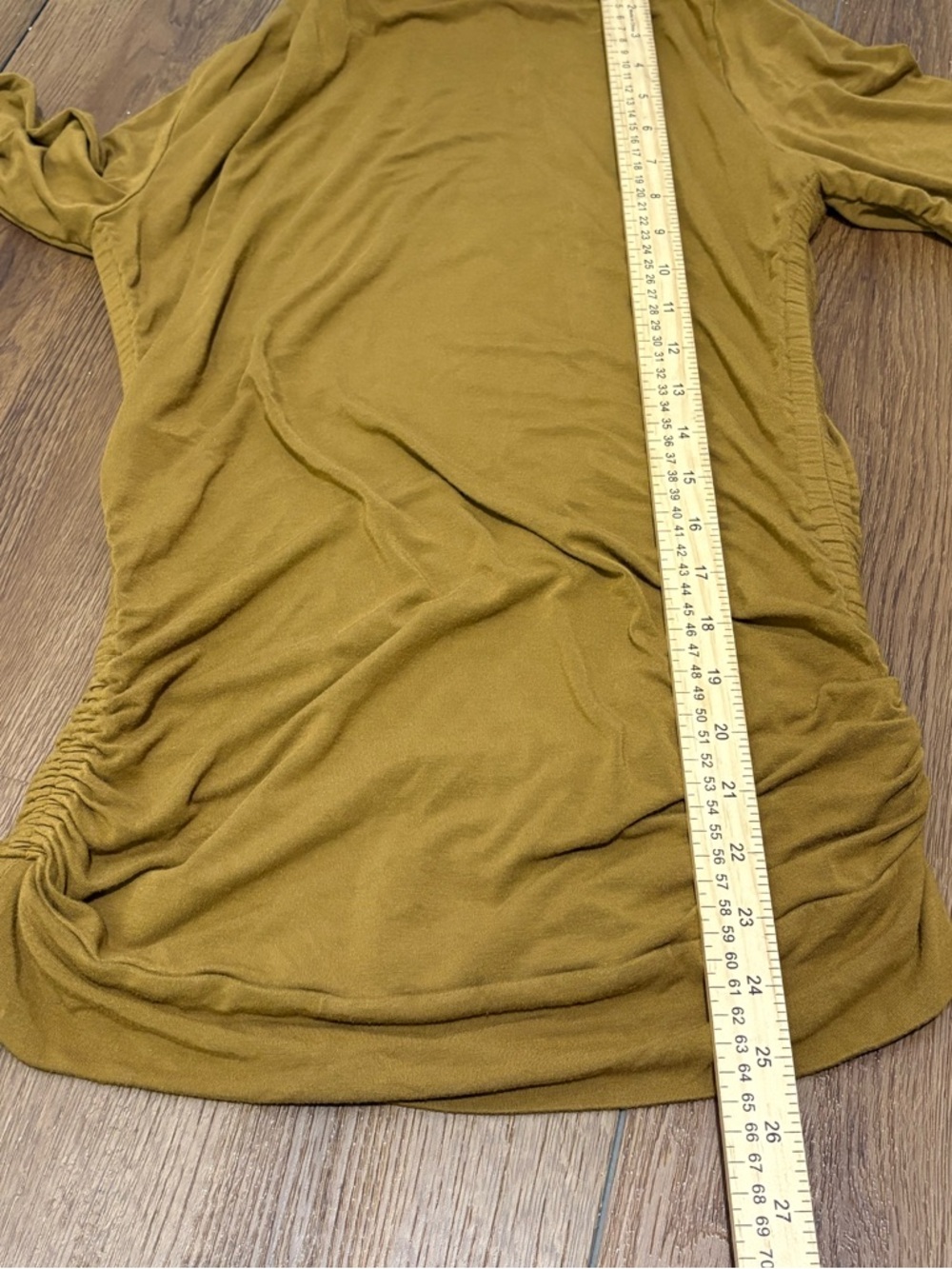 Soft Surroundings PATRITZIA Ruched Cowl Neck Tunic Top Mustard Gold Medium - Picture 5 of 6